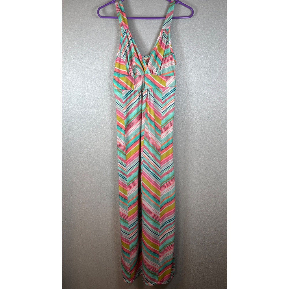Faded Glory Women M 8-10 Striped Maxi Dress Boho Summer Vacation Size 2000's